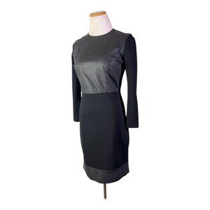 Robert Rodriguez Size 6 Black Dress Leather Panels Sheath